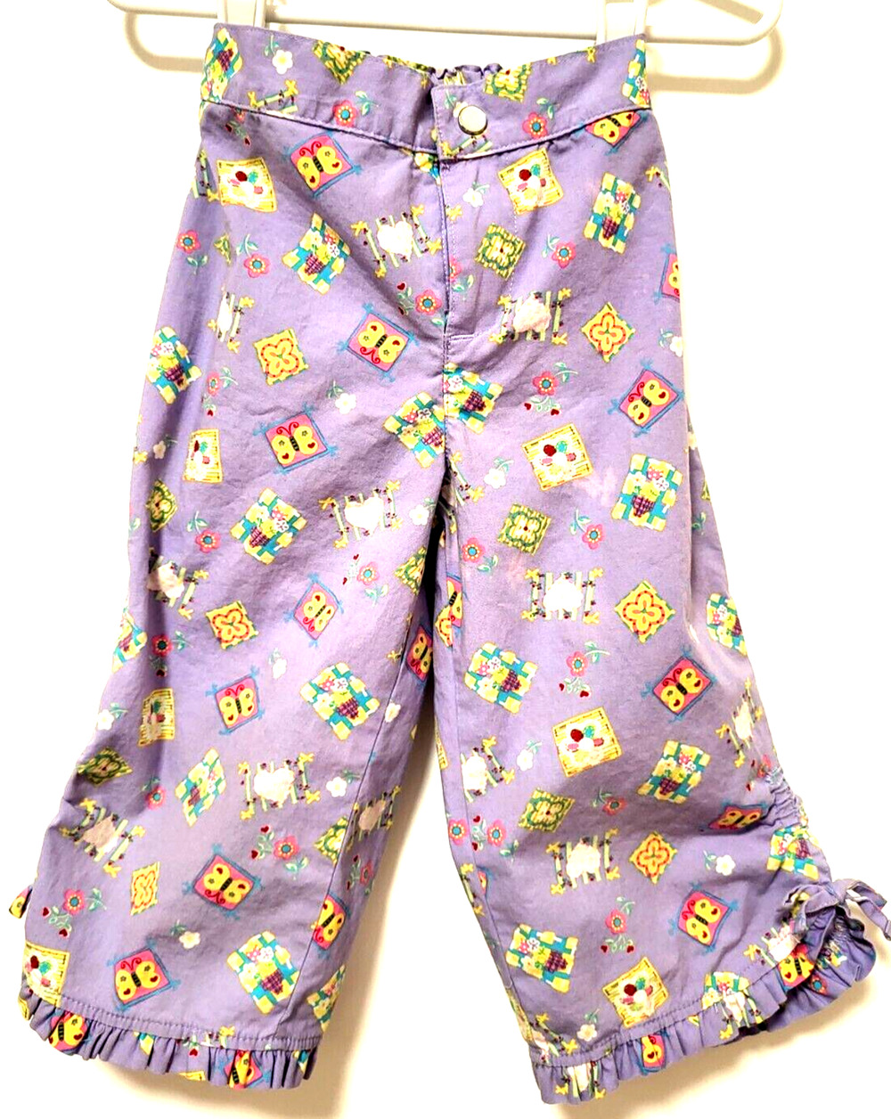 Girls 5 Purple Capris Hearts Butterflies Ruffles & Bows at Bottom J Khaki Kids
